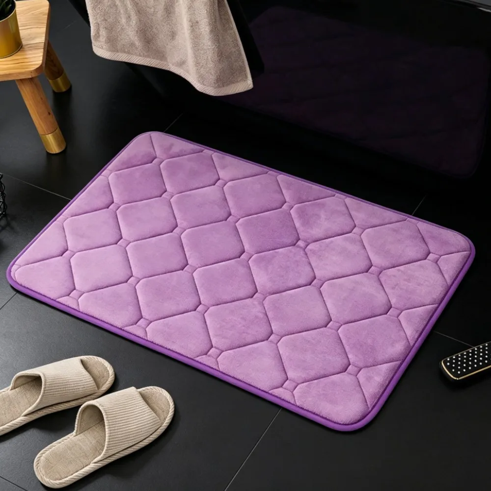 Memory Foam Lilac Bath Mat Non Slip Absorbent Super Cozy Velvet Bathroom Rug Carpet 40x60cm 50x80cm 60x90cm Gift Floor Mats