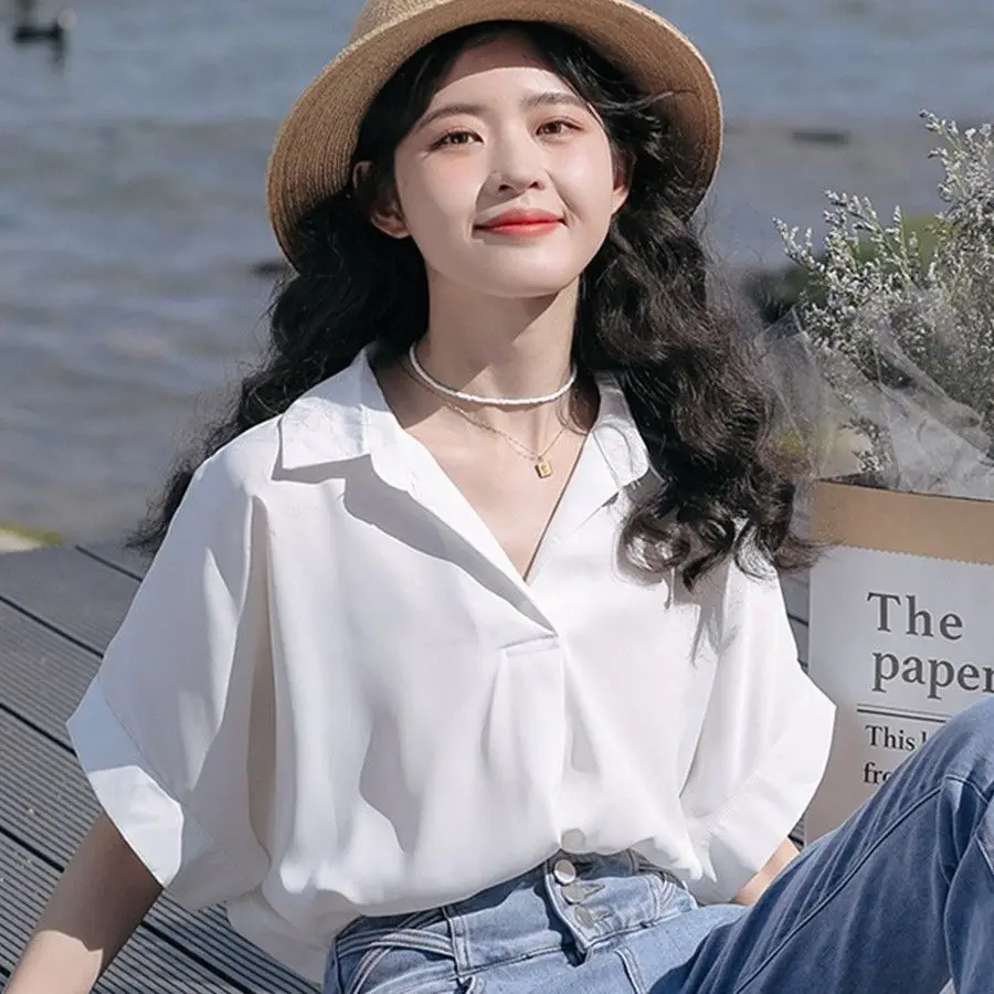 

Short Sleeve Shirts Womens Modal Pintuck Balloon Tunic Ins Style Modern Urban Artistic Student Youthful Blogger Classic