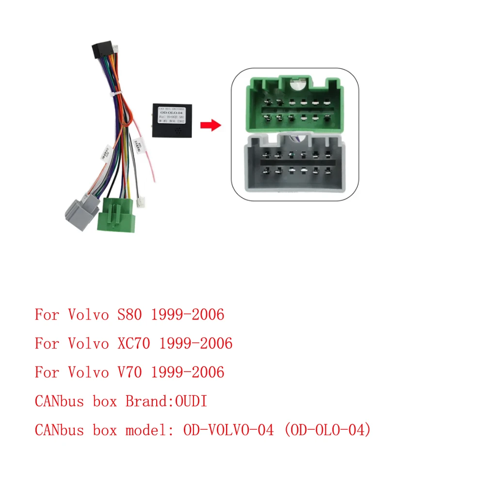 16Pin Car Wiring Harness Adapter Canbus Box Decoder Android Radio Power Cable For Volvo S80 XC70 V70 S60 1999-2006