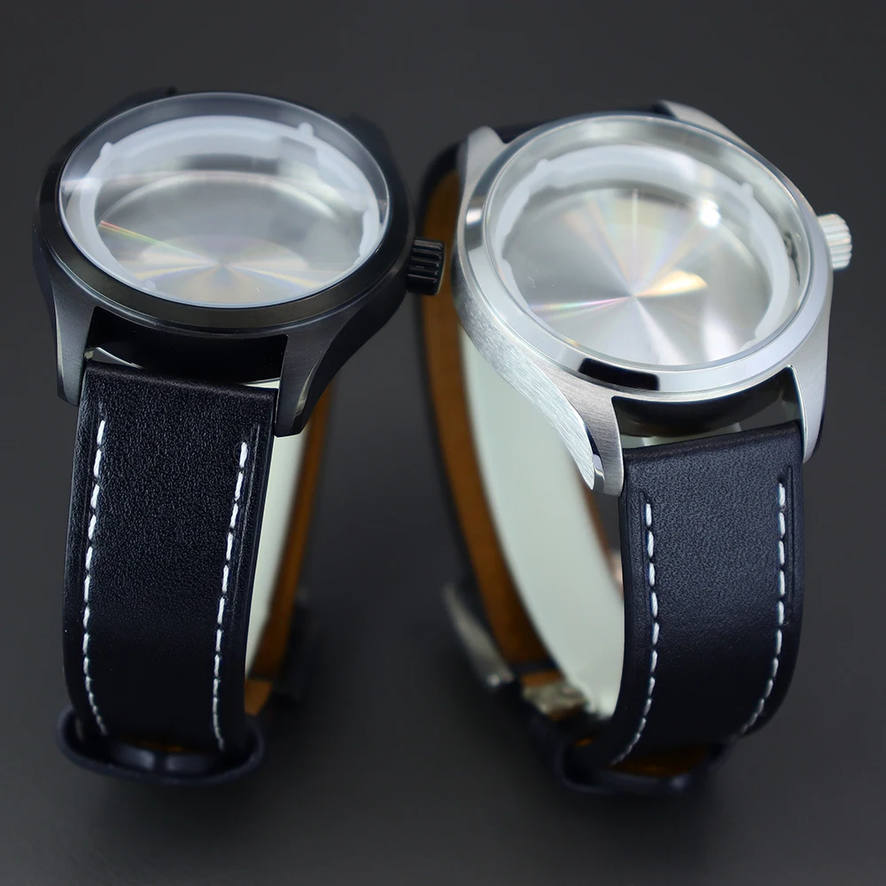 

40mm Men's Watch Case Leather strap For NH35 NH36 NH38/34 4R36 ETA2824 PT5000 Movement Stainless Steel Watches Accessories 10bar