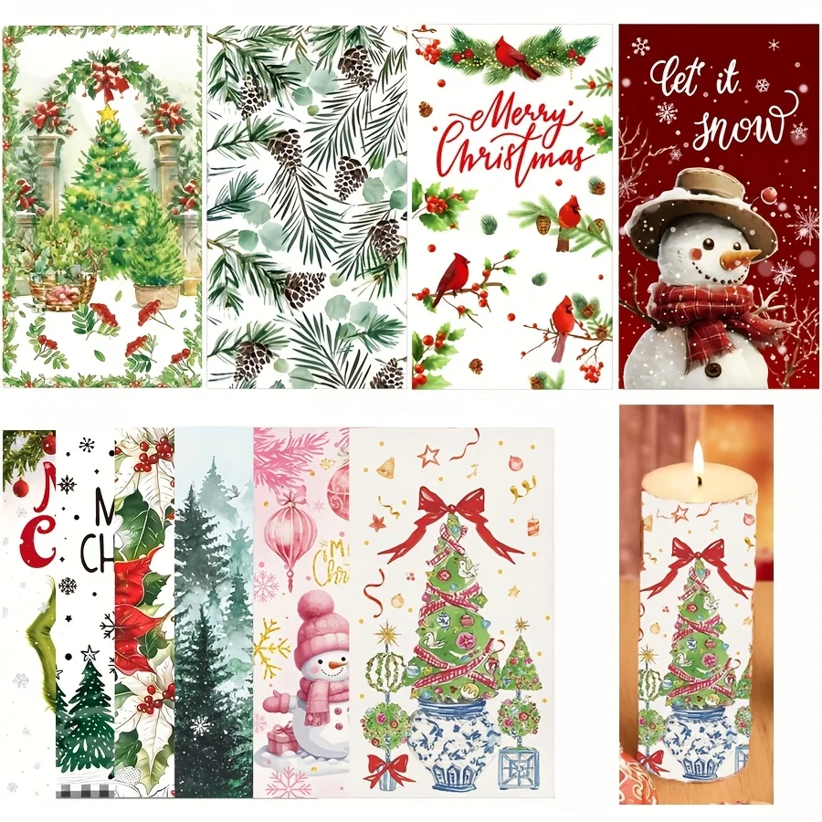 20Pcs Mixed Christmas Decoupage Paper Napkins Snowman Pine Tree Bird Disposable Tissue Xmas DIY Craft Table Decor Serviettes