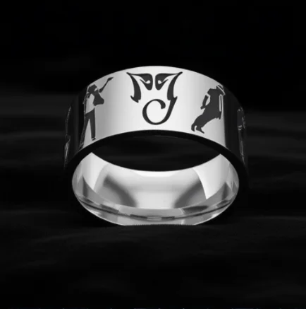 King Of Pop Michael Jackson Ring MJ Dancer Rock Roll Dancing Figure Punk Music Jewelry