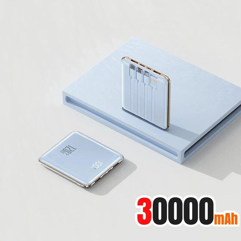 Nieuwe 500000 mAh Mini Power Bank Ingebouwde 4 Kabels Grote Capaciteit Super Snel Opladen Externe Batterij voor IPhone Samsung