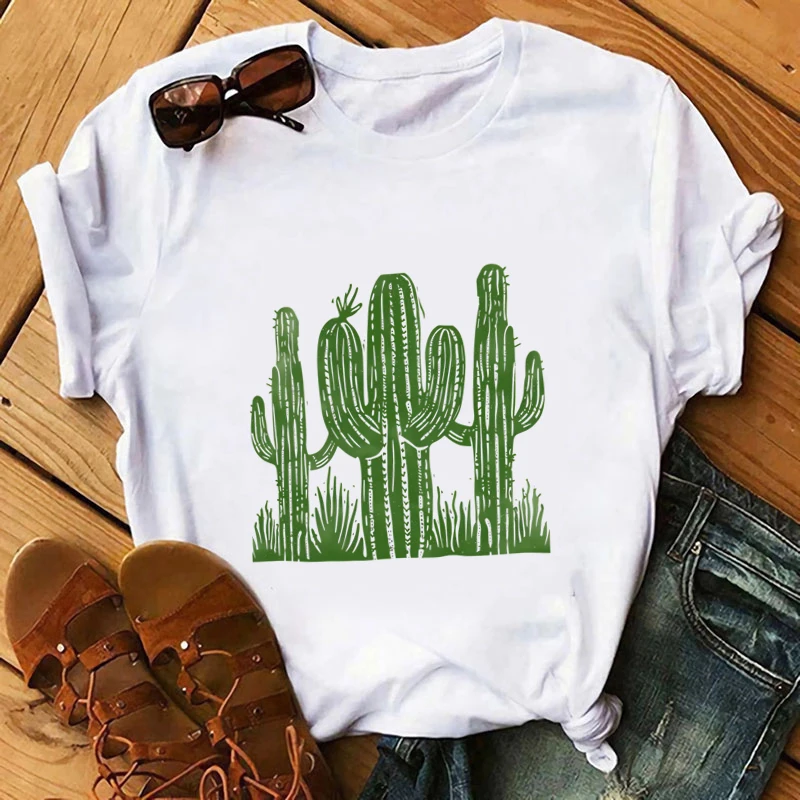 Fashion Desert Cactus T-shirt Stickers Heat Transfer Sticker For Clothing DIY Vinyl Iron on Hot Press Washable Cartoon Applique