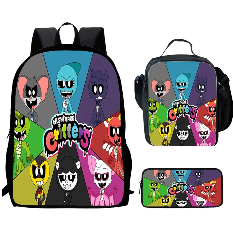 

Cartoon N-nig-htm-are Child School Backpack With Lunch Bags Pencil Bags For Age 4-9,Light Weight School Bags For Boys Girls