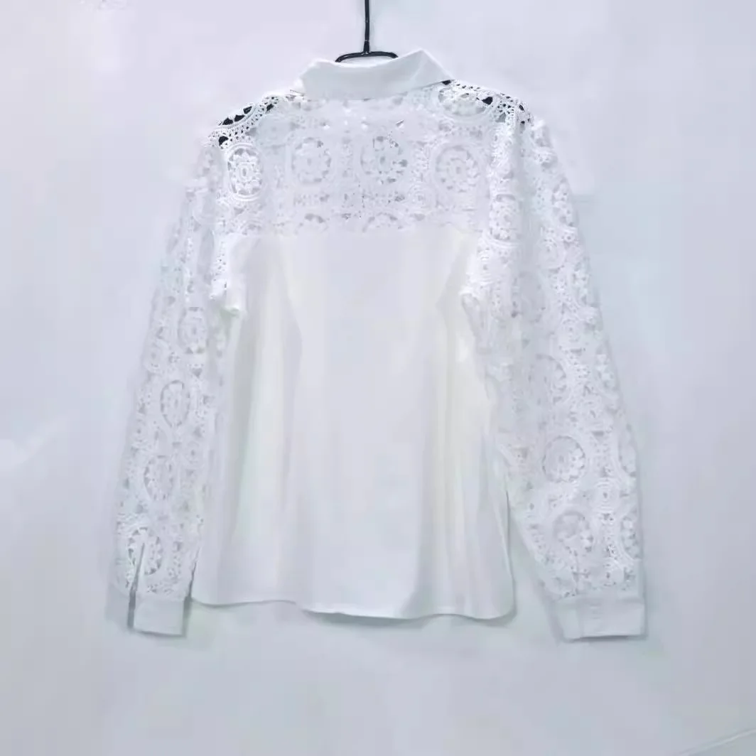 Spring and Summer New Hollow V-Neck Design Sense Niche Women's Shirt Ropa Para Mujer