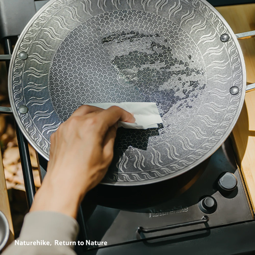 Naturehike الفولاذ المقاوم للصدأ مقلاة شواء مستديرة غير عصا لوحة الشواء شواء شواء السفر في الهواء الطلق التخييم مقلاة صينية فرن ألومنيوم #2
