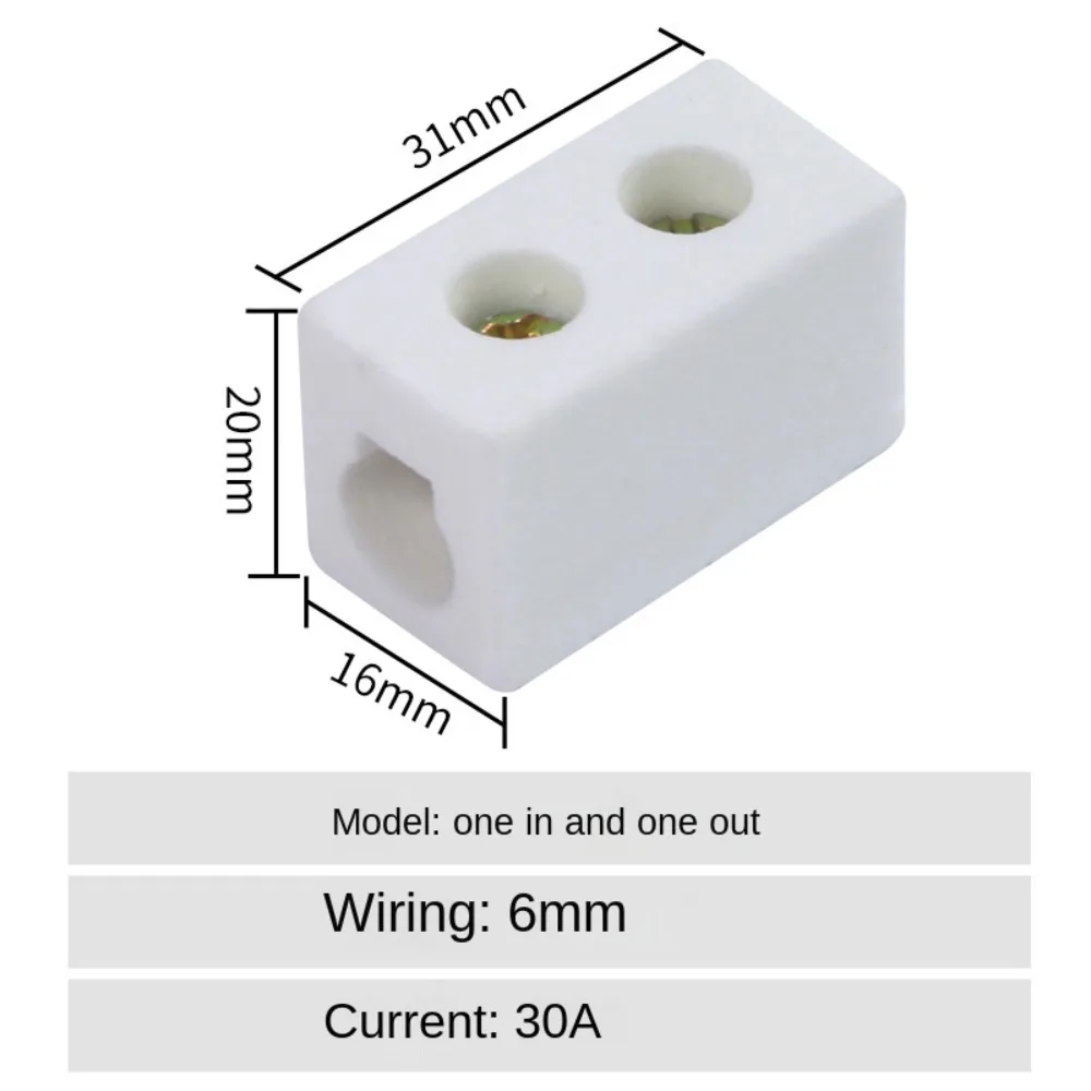 1 em 1 para fora bloco terminal de fiação cerâmica resistente a altas temperaturas terminal cerâmico elétrico post 2 posições 5 furos cobre
