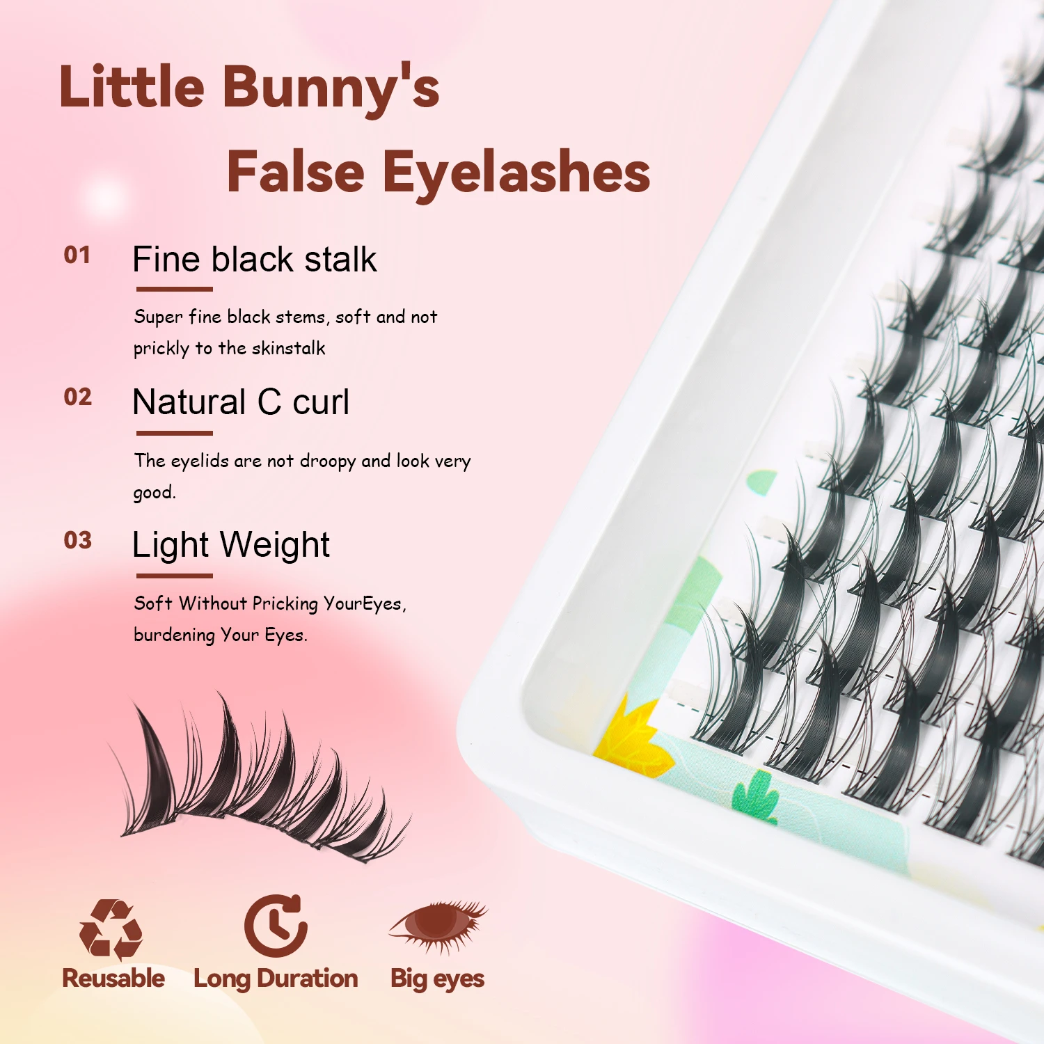 Clusters de cils féeriques, aspect naturel, Manga, Extensions de cils vaporeux, bouclés en D, 120 pièces, 8-16MM