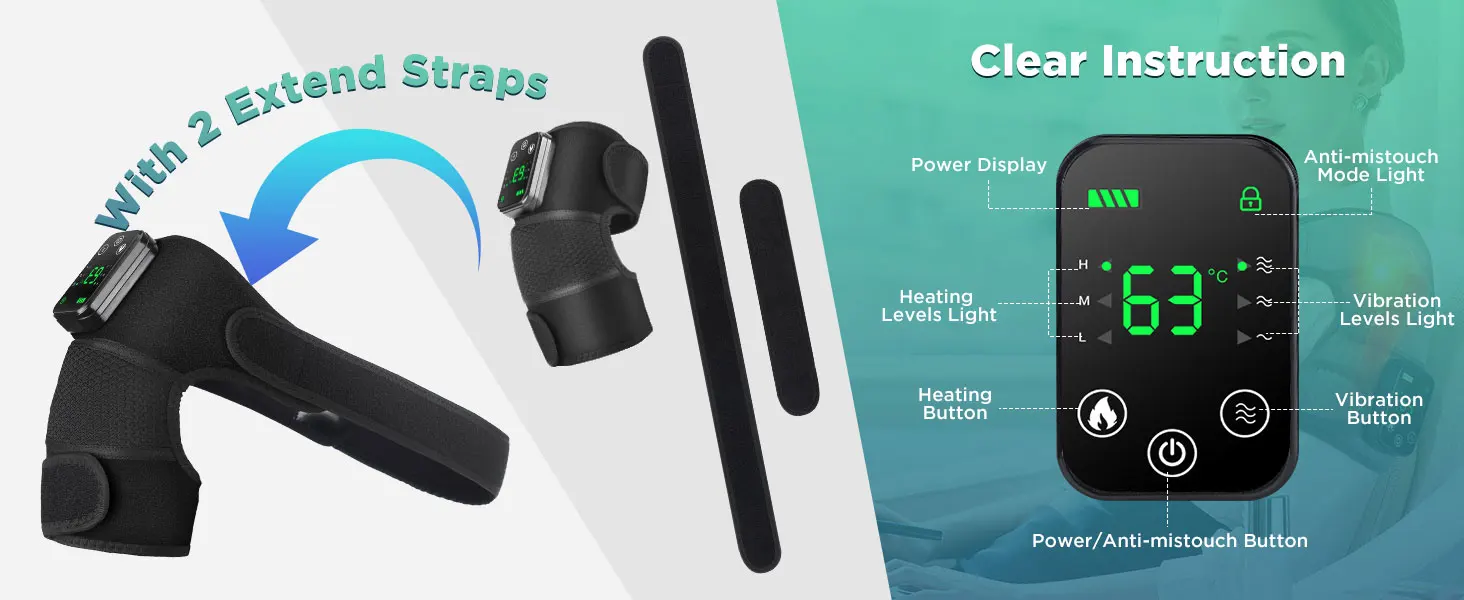 Heated Vibrating Knee Pads for Joint Far-infrared Knee,Shoulder & Elbow Pad 3 in 1 Brace Hot Compress USB Charging Warmer Strap