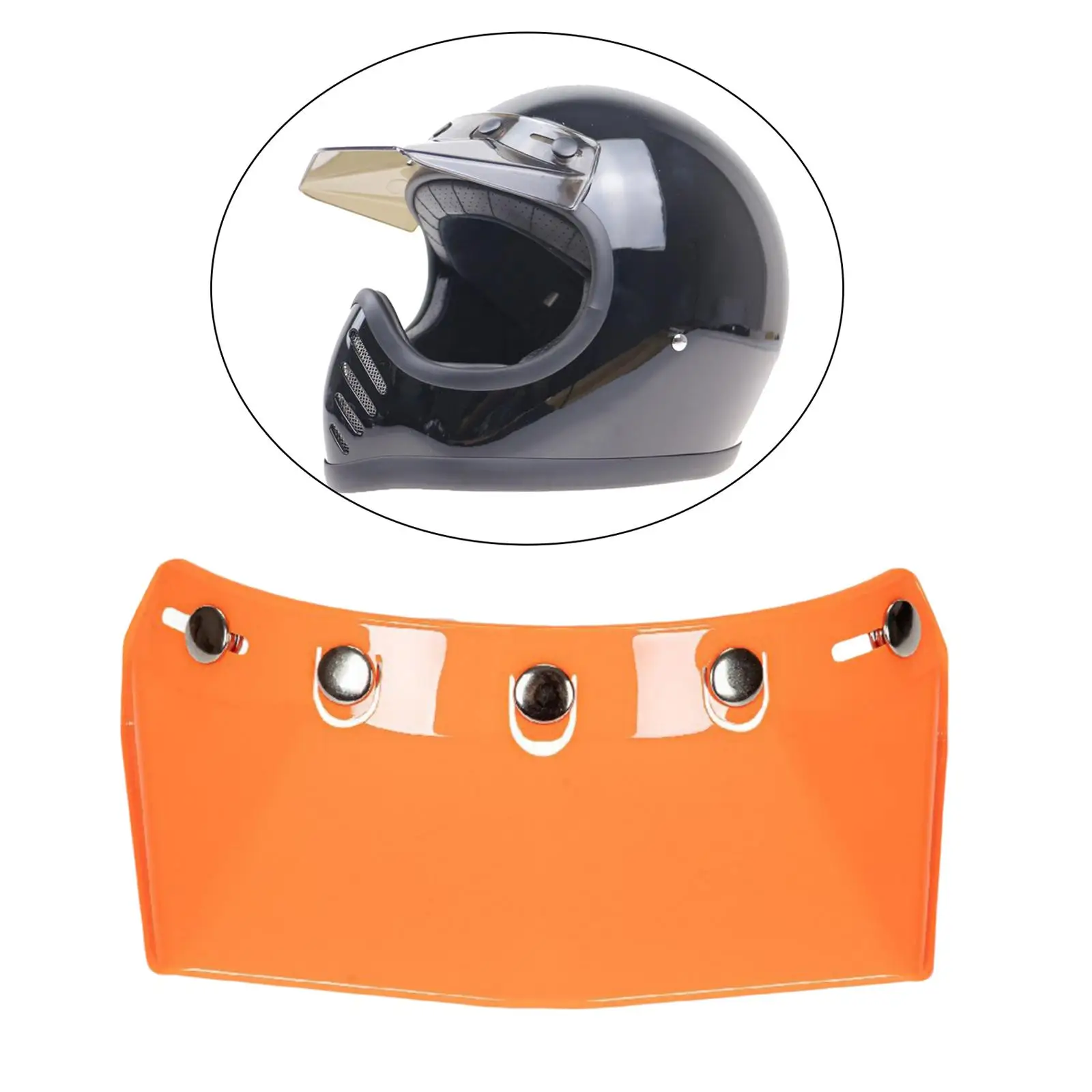 

Classic Visor Helmet Peak Injection Molded PC Bubble Shield Five Snap Face Protector for Vintage Motorcycle Helmet