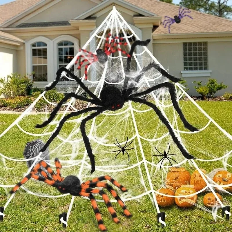 Araña grande de terror para Halloween, juguete de araña negra, accesorios de decoración para fiesta de Halloween, decoración de araña gigante para jardín al aire libre