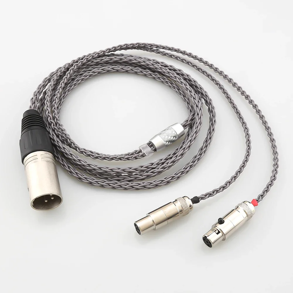 8 Core HIFI 4pin UPOCC 2.5 4.4mm XLR Balanced Earphone Headphone Upgrade Cable Silver Plated for Audeze LCD 3 LCD-2 LCD2 LCD-4