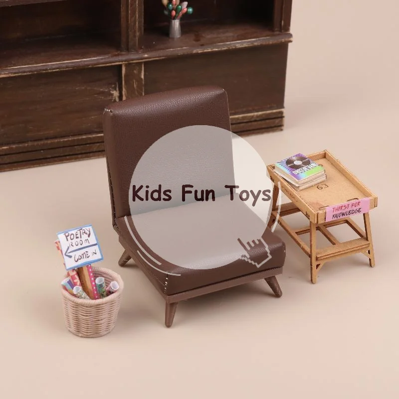 

1 12 Scale PU Leather Sofa Chair Miniature Furniture Single Dollhouse Piece for Living Room Scenes