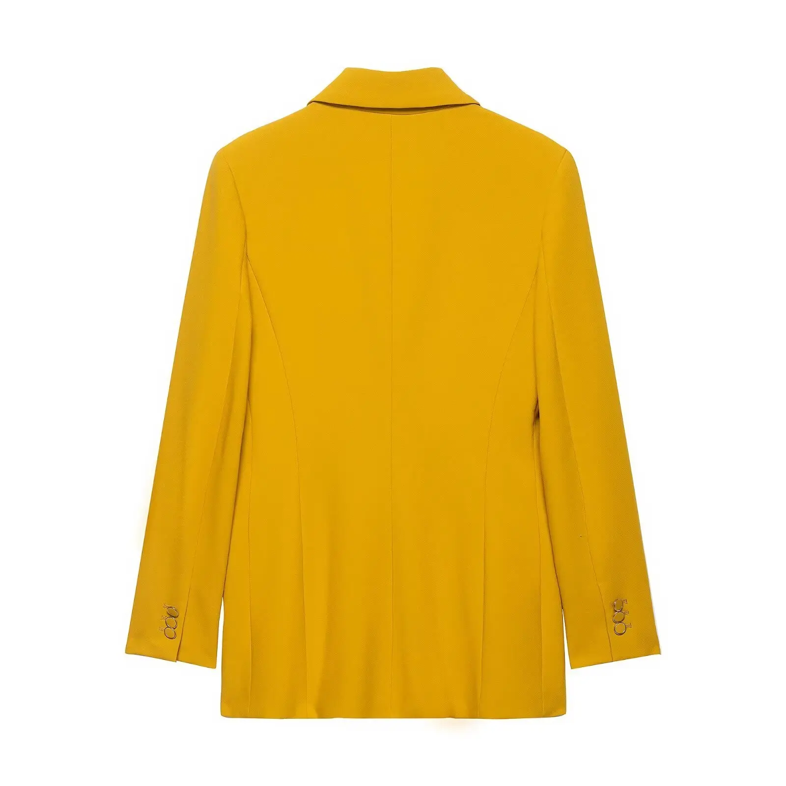 ジェニー & デイブ ミニマリスト レトロ ルーズ カジュアル スーツ イエロー ダブルブレスト ブレザー レディース ジャケット 女性服 トップス ブレザー 女性