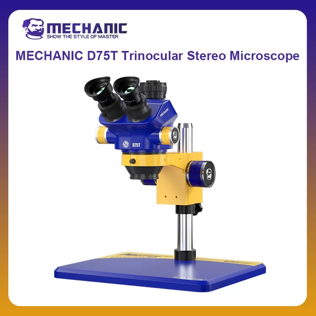 MECHANIKOWY OFICJALNY D75T-B11 Trójokularowy mikroskop stereoskopowy HD z przezroczystym powiększeniem 7-50X Continuous Zoom Obserwacja do naprawy telefonu