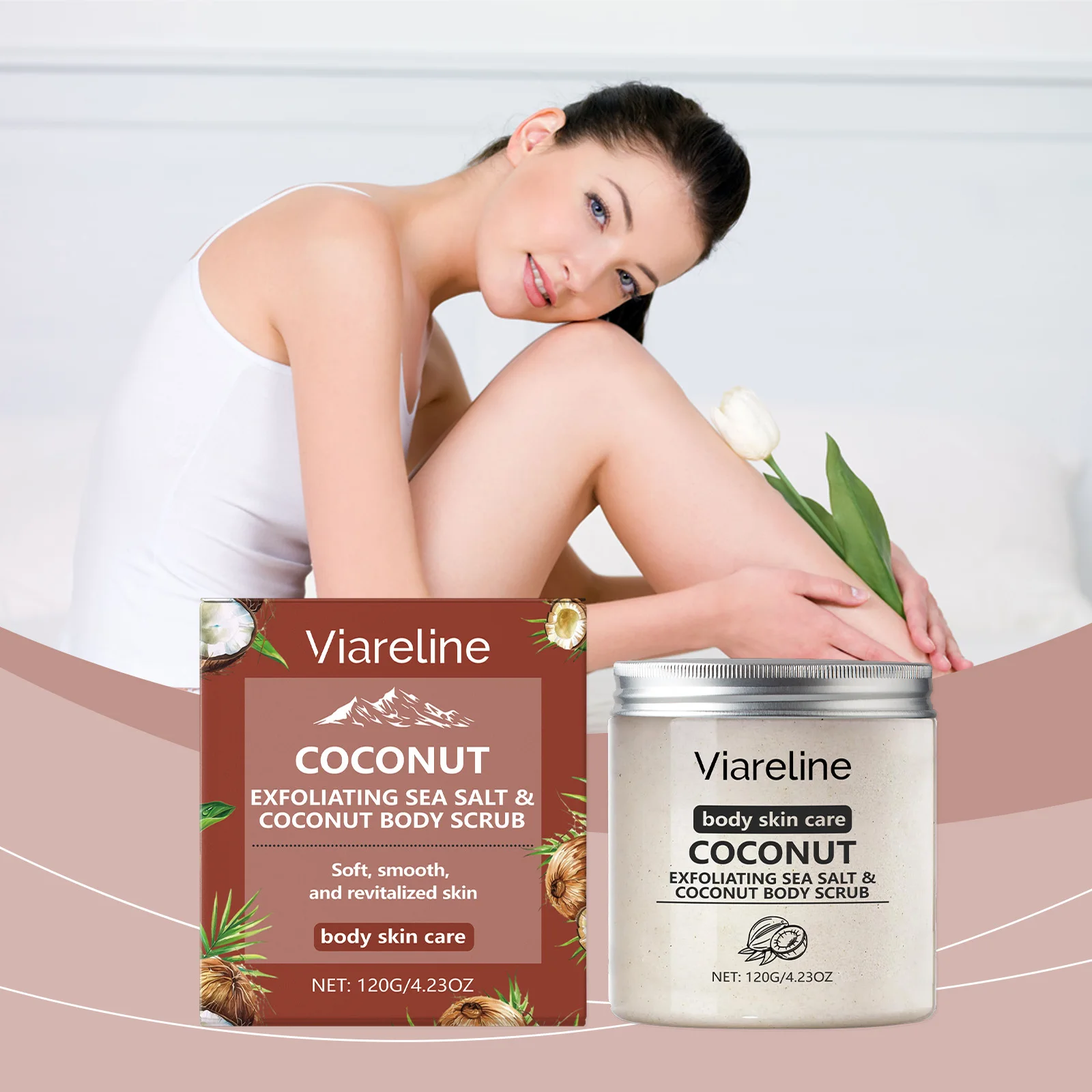 코코넛 엑스폴리에이팅 바디 스크럽 with 씨솔트 - 부드럽고 매끈한 피부를 위한 딥 클렌징 & 보습 바디 폴리쉬