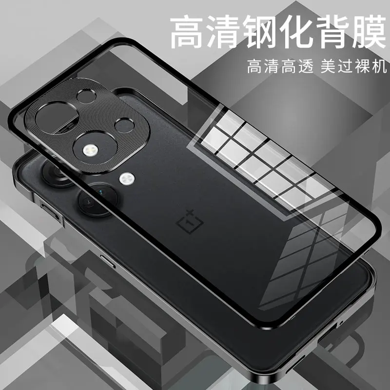 Oneplus Nord 3 Nord3 5G CPH2491 Case Shockproof Metal Bumper with Clear Tempered Glass Hard Cover Phone Case for Oneplus Nord 3