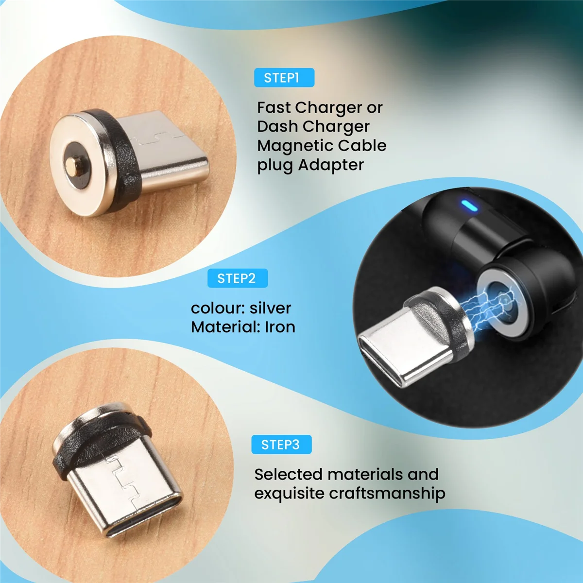 Y14A10PC/SET Round Magnetic Cable Plug 8 Pin Type-C Plugs Fast Charging Phone Magnet Charger Plug