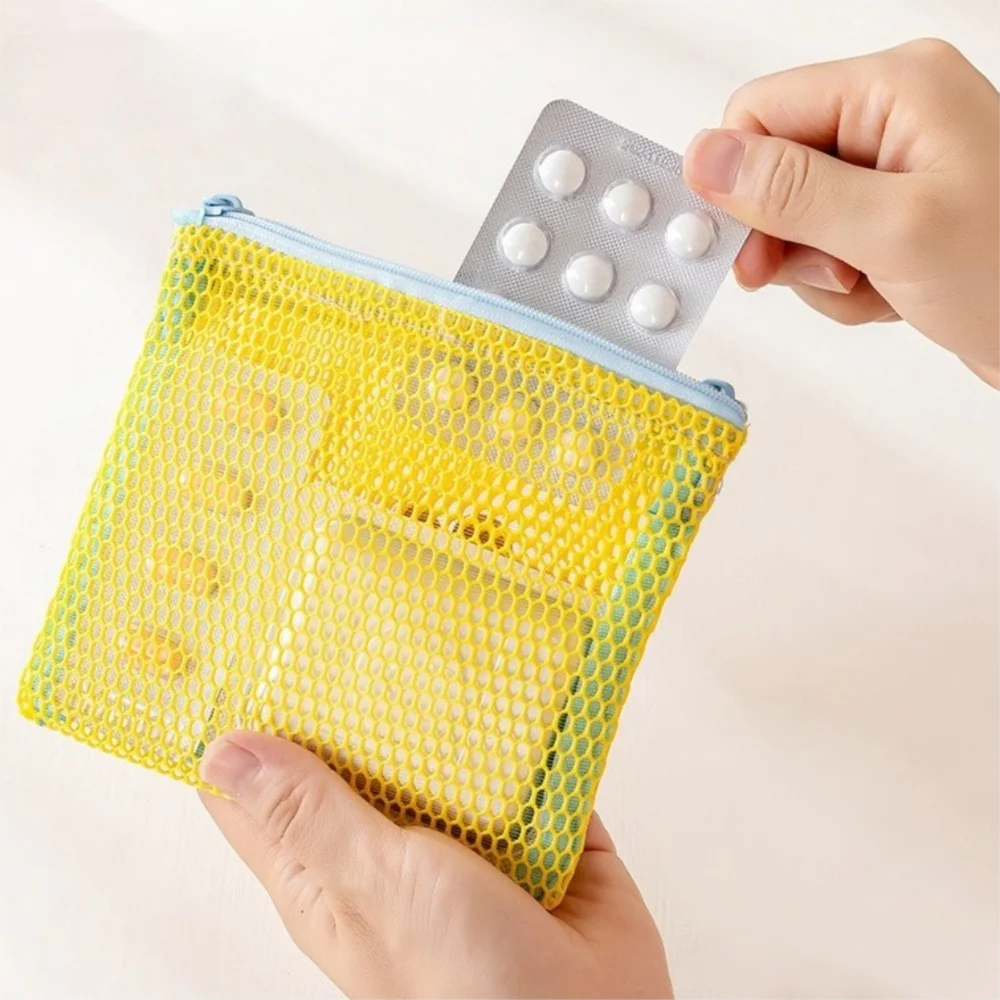 Neue Mesh Kosmetiktasche Große Kapazität Dopamin Farbe Reise Aufbewahrungstasche Reißverschluss Tragbare Geldbörse