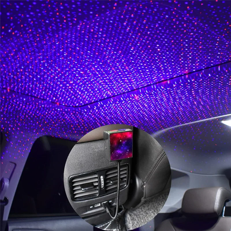 LICE-Mini Led Projection Lamp Star Night,Star Roof Lights For Car, Home Ceiling Romantic USB Night Light - Plug And Play