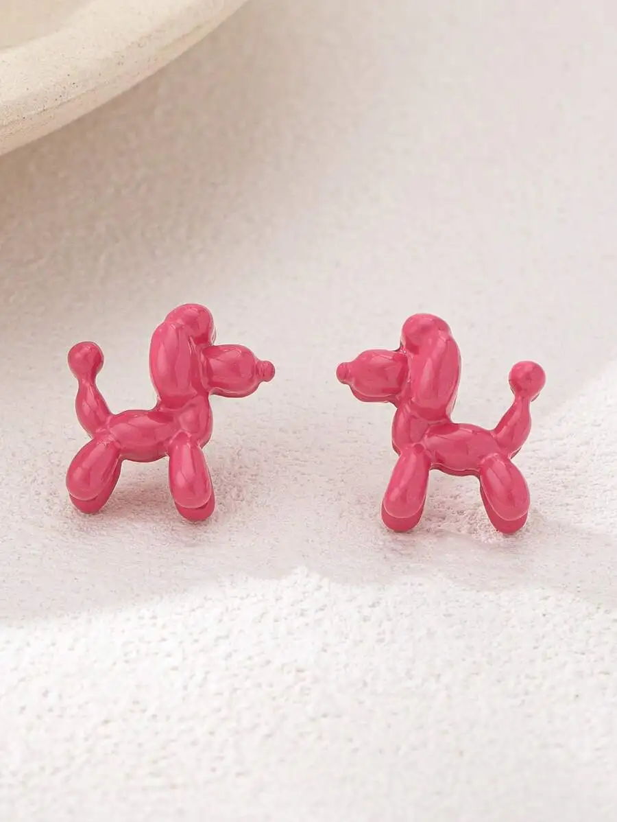 

3D Balloon Dog Shape Stud Earrings For Women Fashion Daily Wear