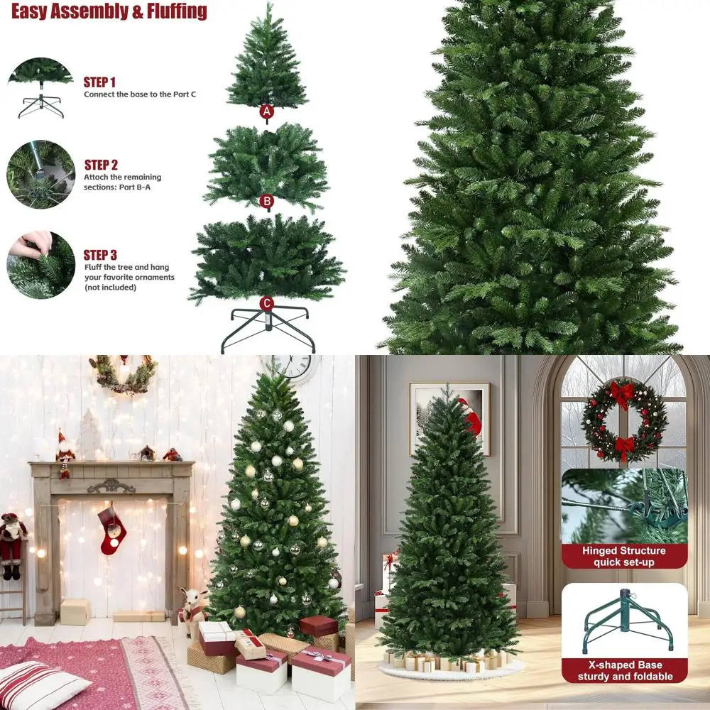 

Компактная реалистичная искусственная рождественская елка, тонкий дизайн без освещенности длиной 4 фута с иглами из полиэтилена/ПВХ, простая сборка для небольших помещений