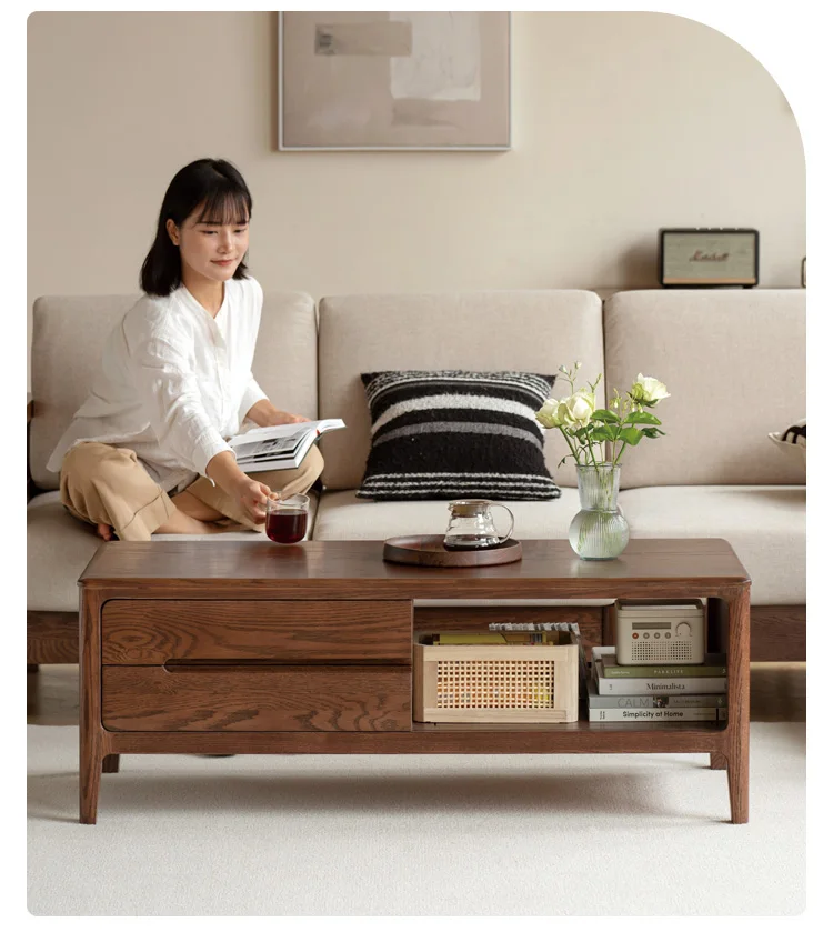 Solid wood coffee table Nordic coffee table Modern simple tea table Small apartment