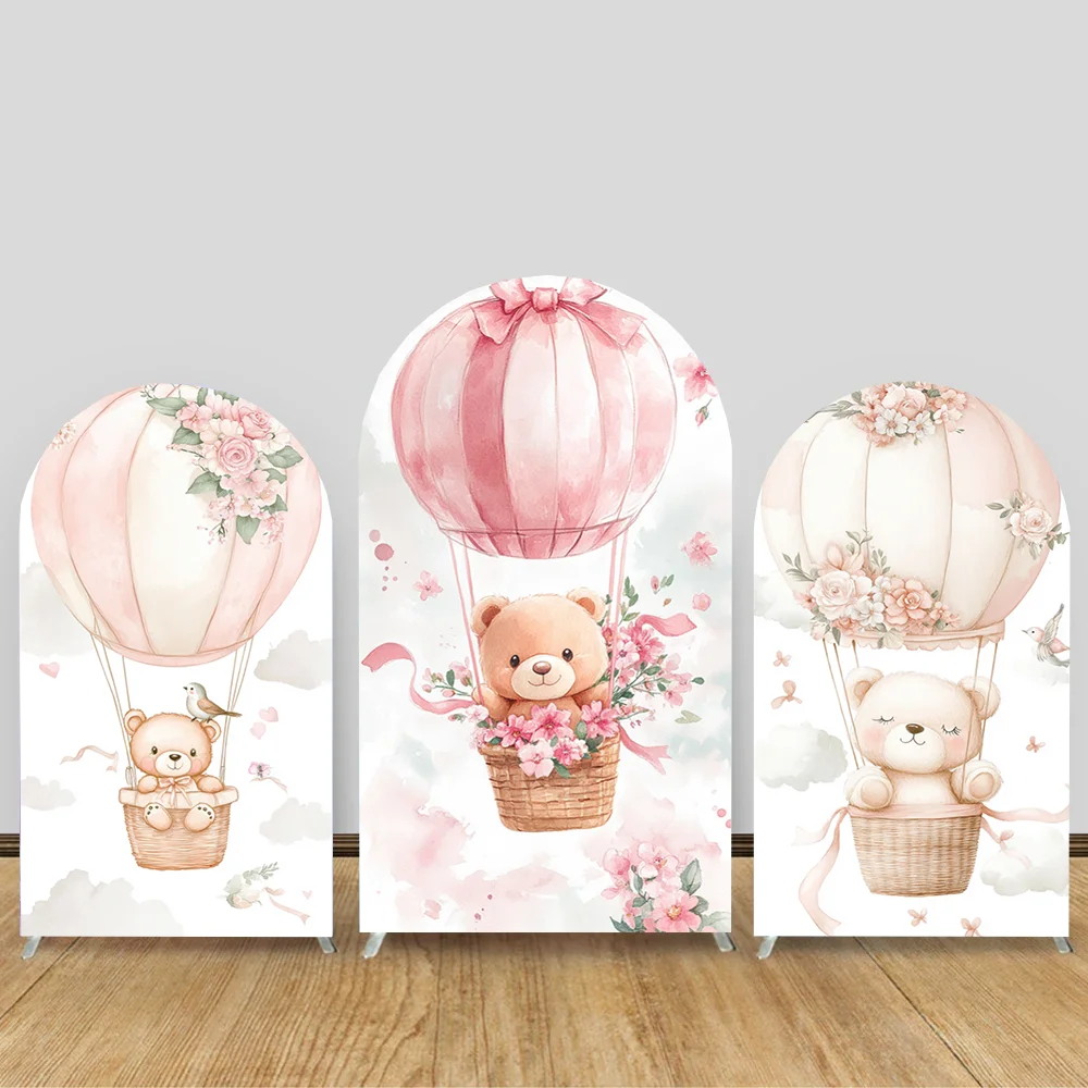 

Arch Wall Backdrop Cover Baby 1st Birthday Blue Bear Balloons Moon Party Decor Kids Photo Photography Background Studio Shoots