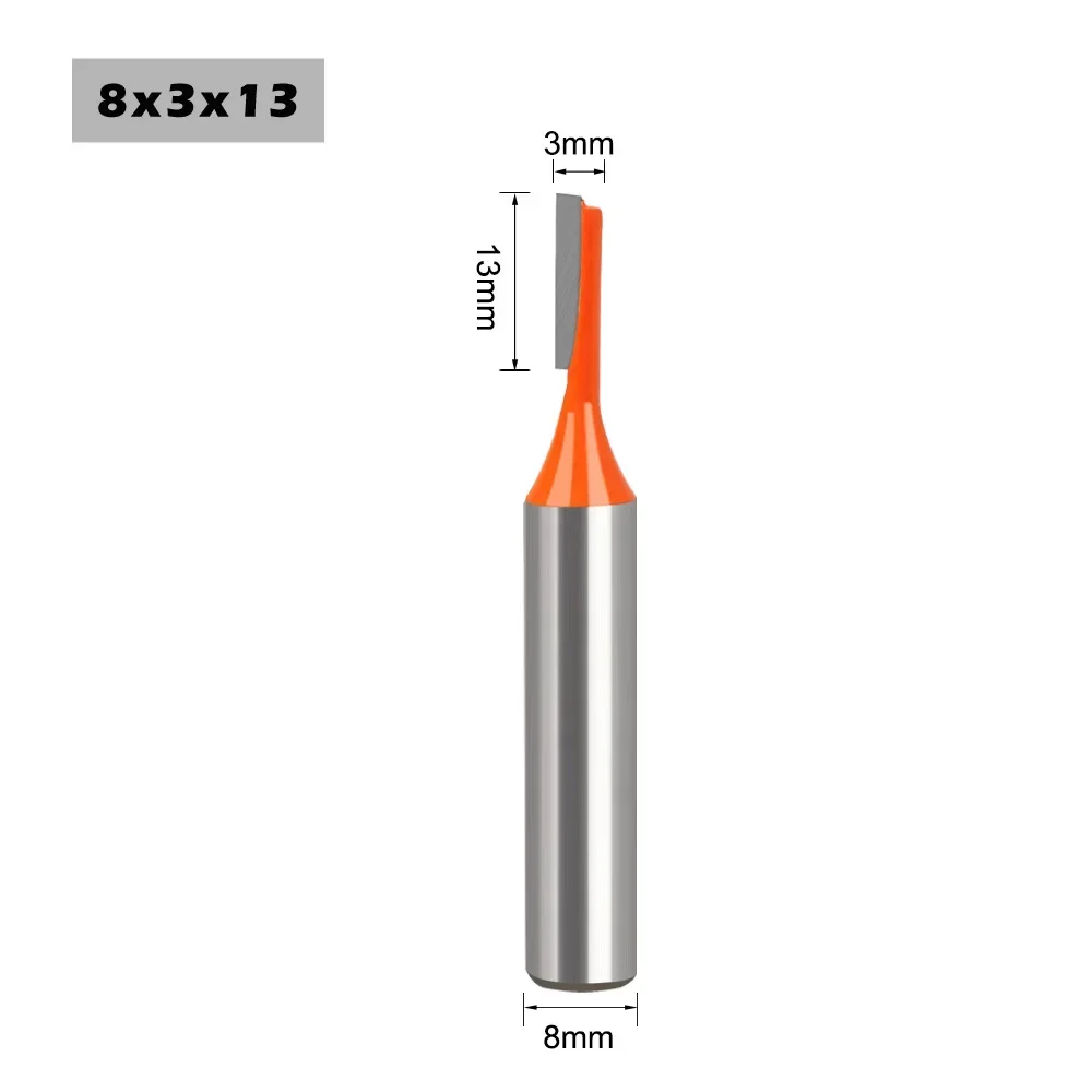 1PC 8MM Shank Milling Cutter Wood Carving Straight Router Bit Tungsten Carbide Single Flute Bit Wood Milling Cutter for Woodwork