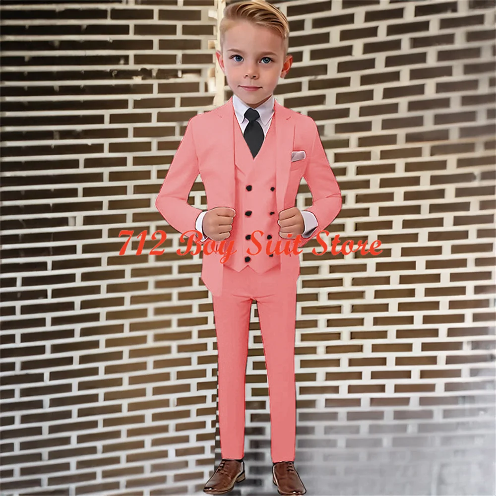 

Fashion Boys Suit Wedding Tuxedo Formal Children's Jacket 3 Piece Blazer Vest Pants 2-16 Years Old Kids Clothes