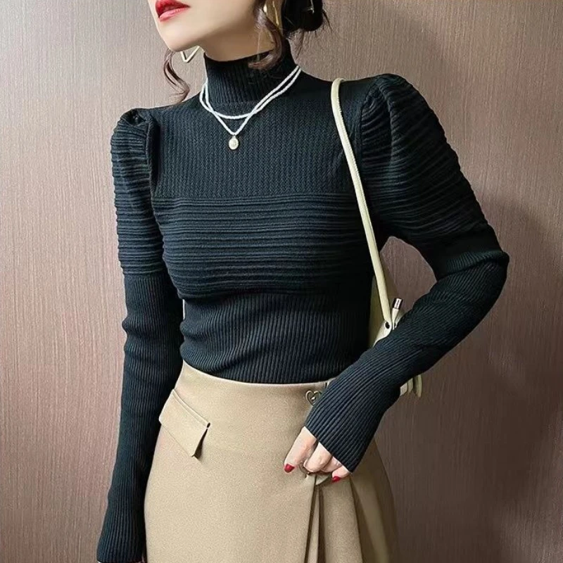 화이트 여성용 풀오버 세일 저렴한 점퍼 스웨터 매끄럽고 매력적인 패션 2025 여성 니트 스웨터 퍼프 슬리브