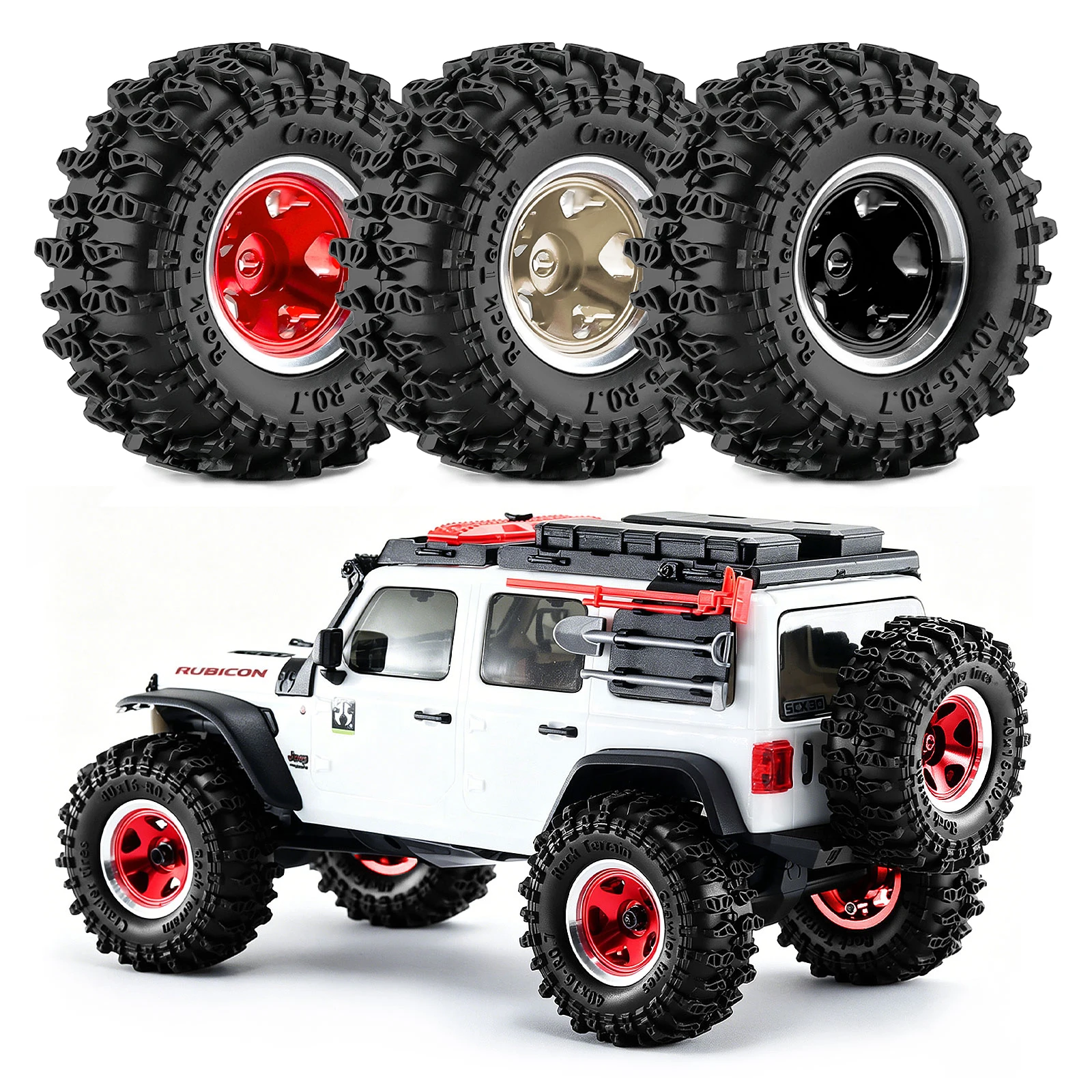 

4pcs 0.7 inch Metal Beadlock Wheel Rim & Rubber Tire Set for Axial 1/30 SCX30 RC Crawler Car Upgrade Parts Accessories