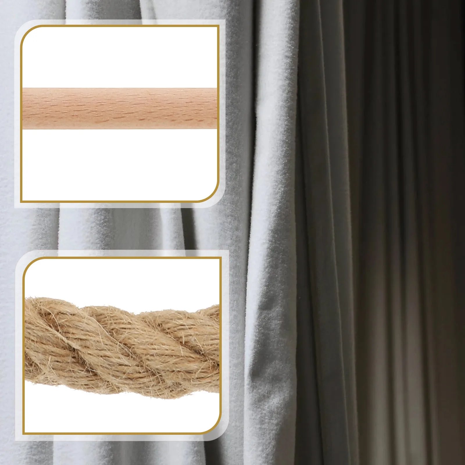 

Curtain Tieback Strap Hemp Rope Buckle Decorative Hook Belt Elegant Holder Fixing Strap Portable Housewarming Gift