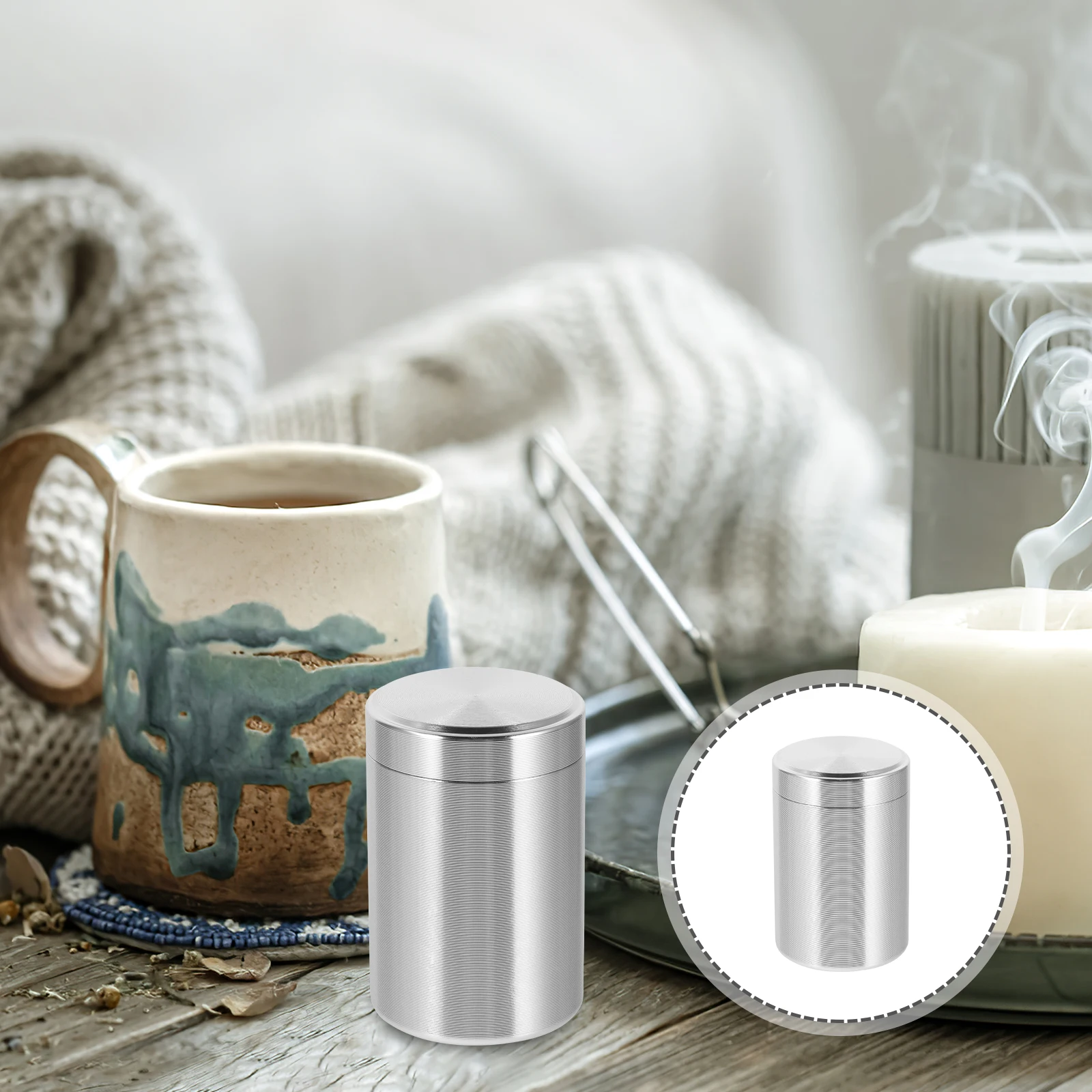 

2pcs Tea Canister Metal Storage Container Uv Protection Titanium Alloy Pocket Size For Tea Coffee Spice Cookies Home Accessory