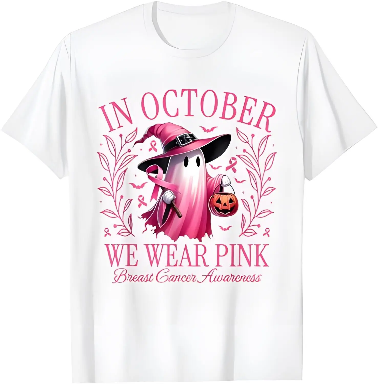 

In October We Wear Pink Breast Cancer Awareness Halloween T-Shirt