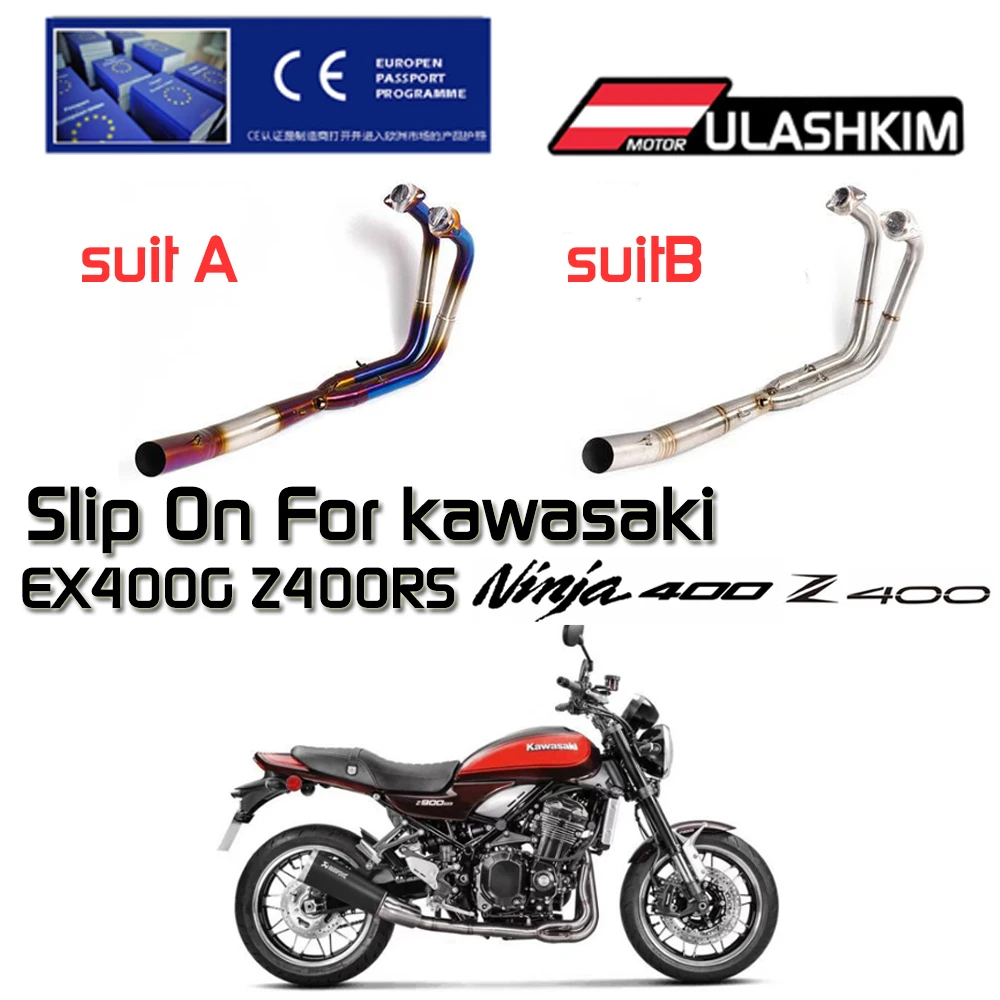 Slip On For kawasaki Ninja400 Ninja 400 EX400G Z400 Z400RS Motorcycle full Exhaust system Muffler Contact Middle Link Pipe