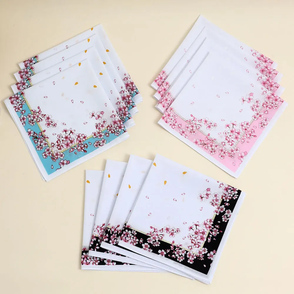 3 Packs of Pure Cotton Flower Handkerchiefs, Romantic Flower Handkerchiefs, Wedding Bride Souvenirs, Flap Pocket Pants Towels, Sweat Towels