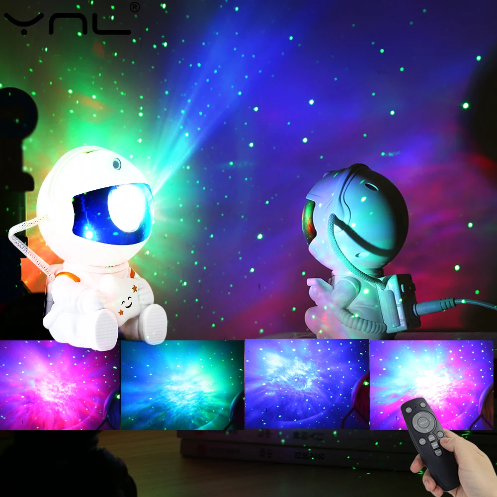 Galaxy Star Projector Starry Sky Night Light Astronaut RGB Night Lamp Home Room Decor Bedroom Decorative Holiday Children\'s Gift