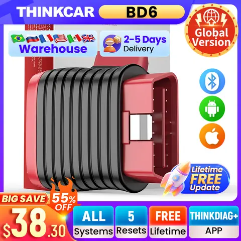 THINKCAR BD6 Bluetooth Scanner Car Diagnostic Tool Full System Diagnose OIL IMMO 5 Reset Free Auto OBD2 Scan Tools Code Reader