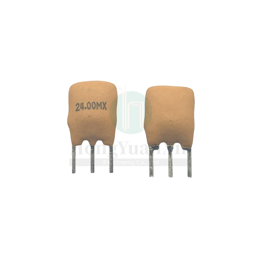 100pcs/ 24M In-line Ceramic Crystal Oscillator ZTT24.0MX Ceramic Tripod 24MHZ Brown 24.000MHZ