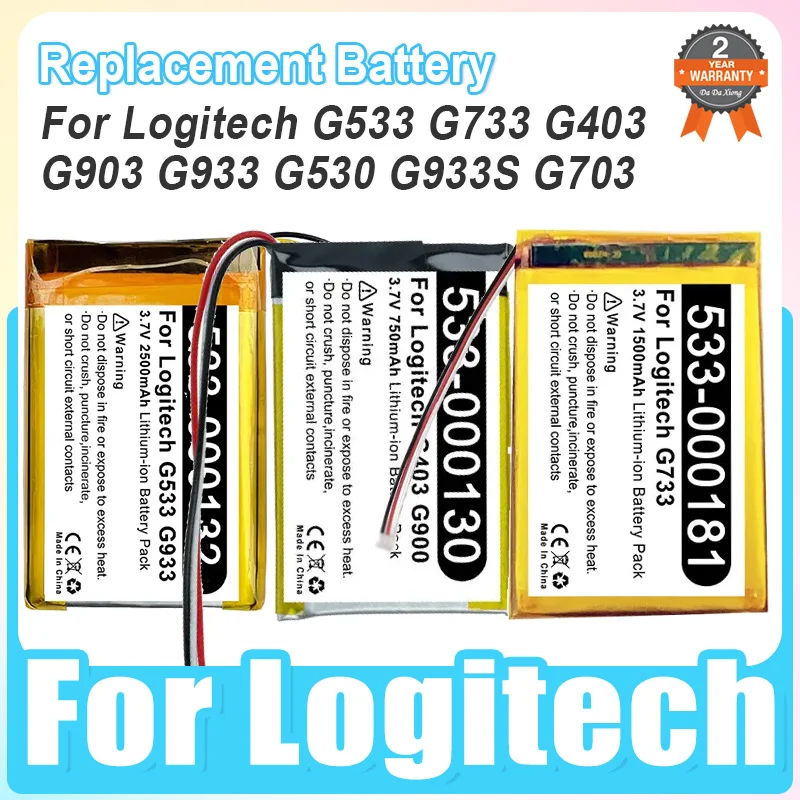 Batería de repuesto para ratón Logitech G533 G733 G403 G903 G933 G530 G933S G703 533-000132 533-000130 533-000181 + herramientas