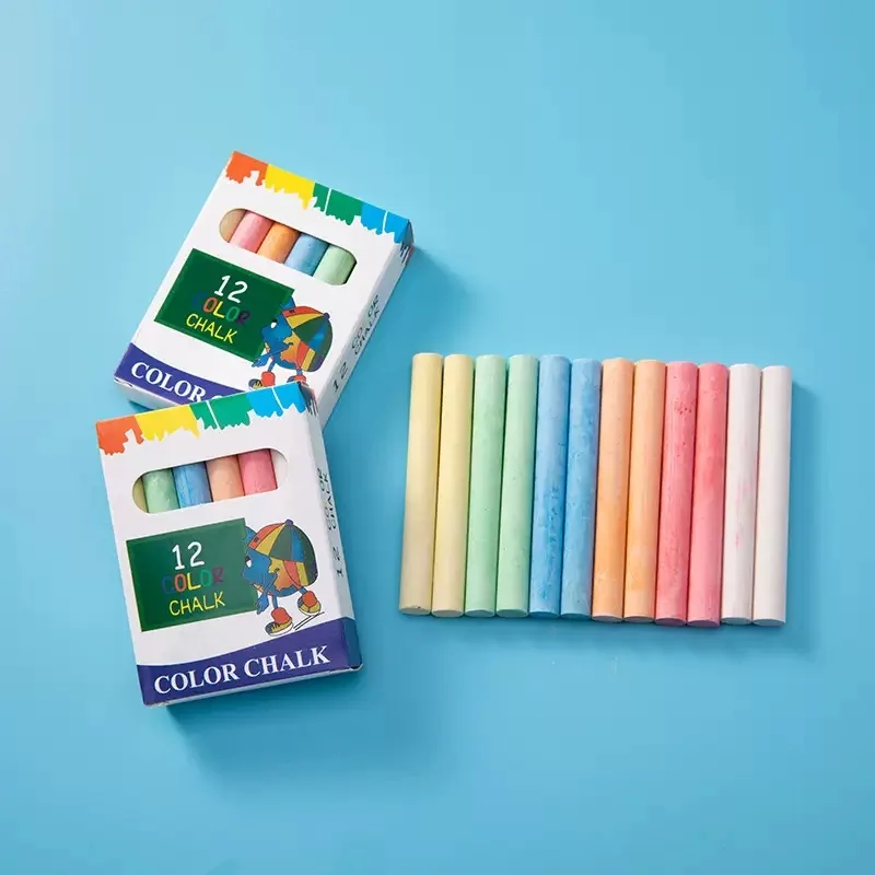 12 PCS Dustless Chalk Colored / White Non-Toxic Dust-Free Vibrant Blackboard Kids Teachers Stationery School Office Supplies