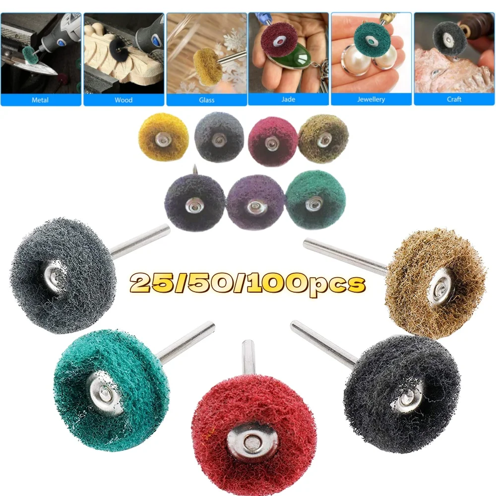 

25/50/100pcs Buffing Wheel Rotary Tool Mini Drill Abrasive Brush For Dremel Rotary Tool Accessories Jewelry Polish Buffer Kit