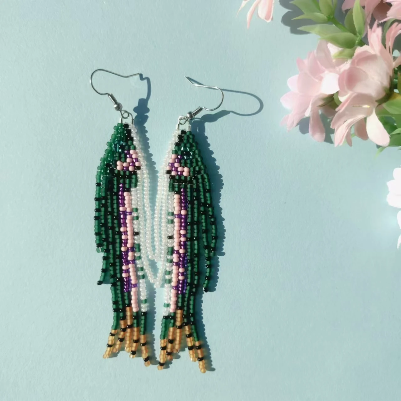 Rice bead earrings Tassel Fish Originality Design Hand knitting Bohemia Alloy Fashion Simple Beaded earrings