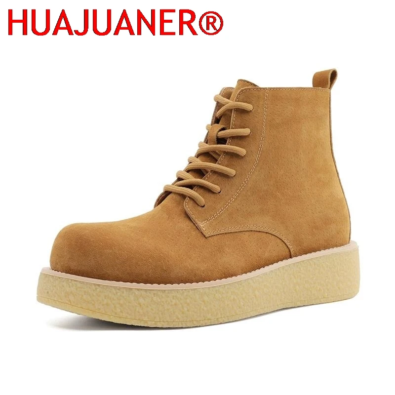 

Luxury Brand Suede Chelsea Men's Boots Low Heel Round Toe Business Formal Ankle Boot Comfortable Soft Soled Outdoor Hiking Shoes