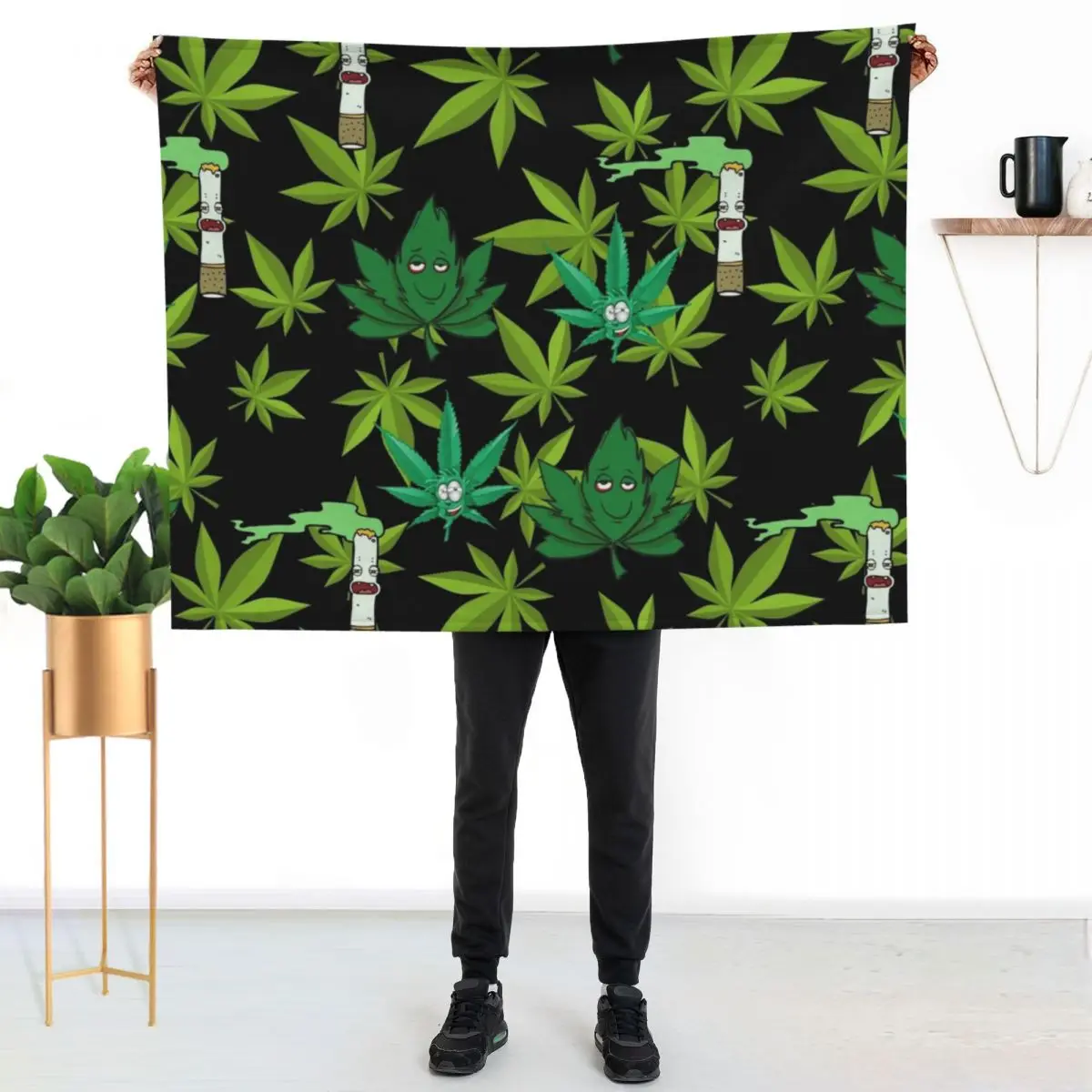 Weed Pattern Throw Blanket Flannels Hairy Blankets For Bed Stuffeds Luxury Throw funny gift Blankets