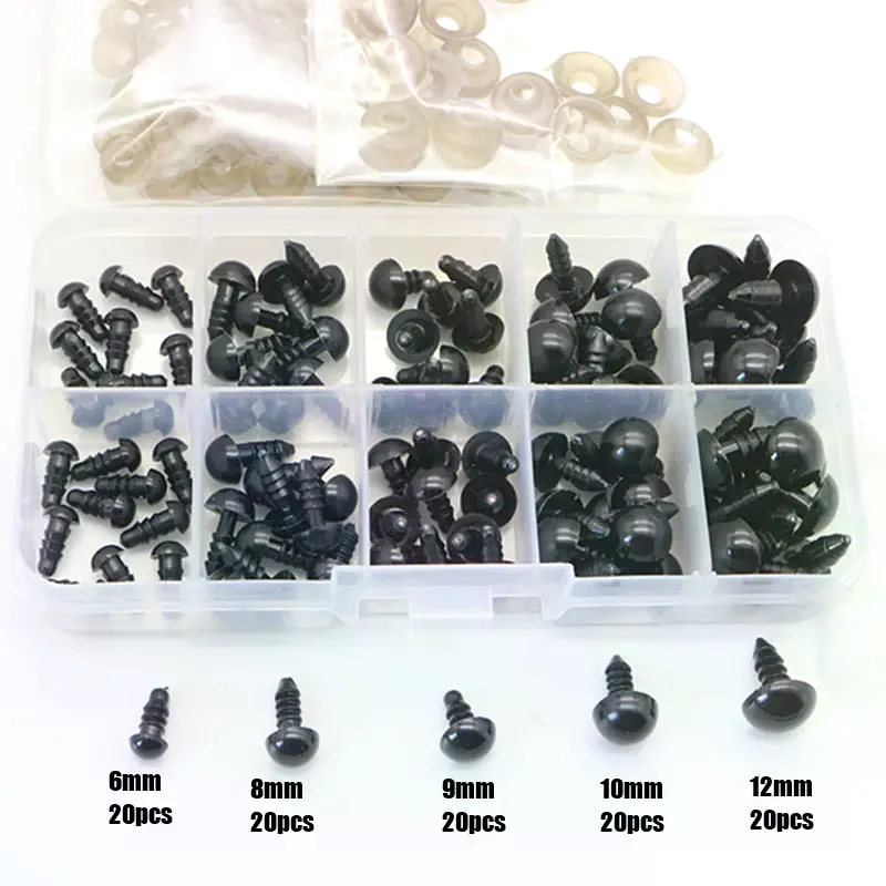 100Pcs/Set 6-12mm New Puppet Children Toy Eyes Plastic Safety Eye DIY For Anima