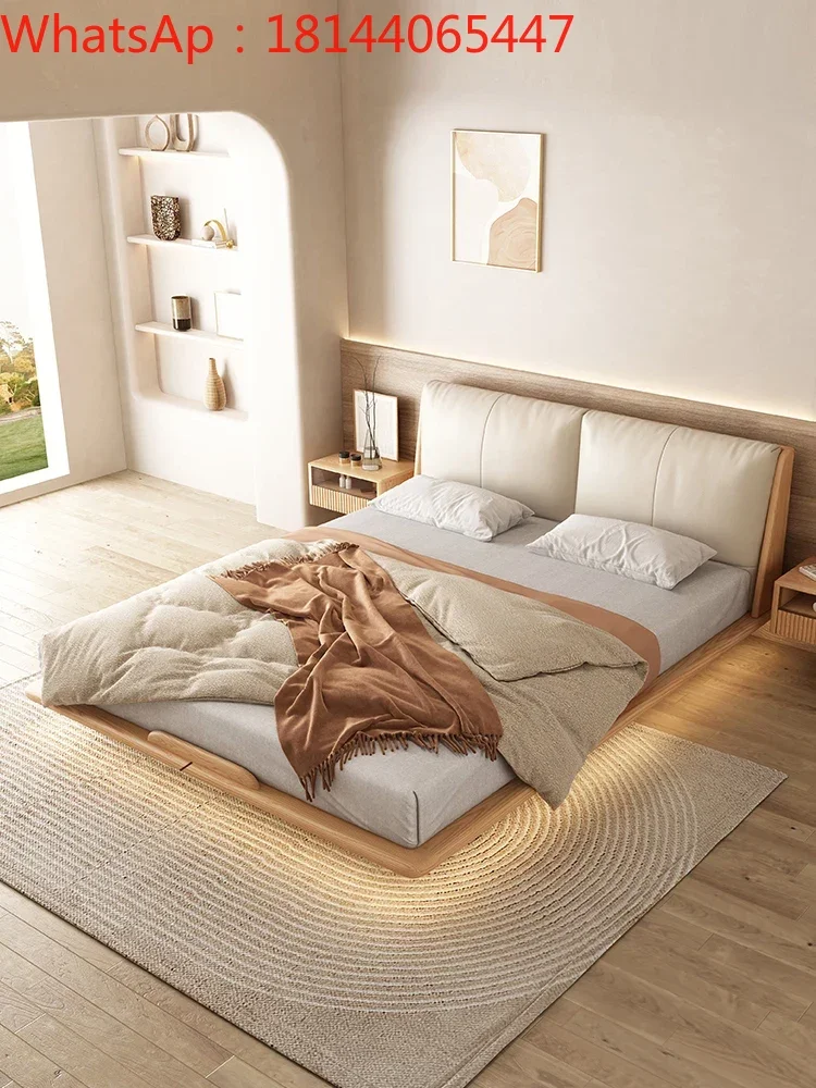 

Bed Solid wood suspension Nordic simple 1.5 meters log Japanese double master 1.8 ash wood furniture tatami