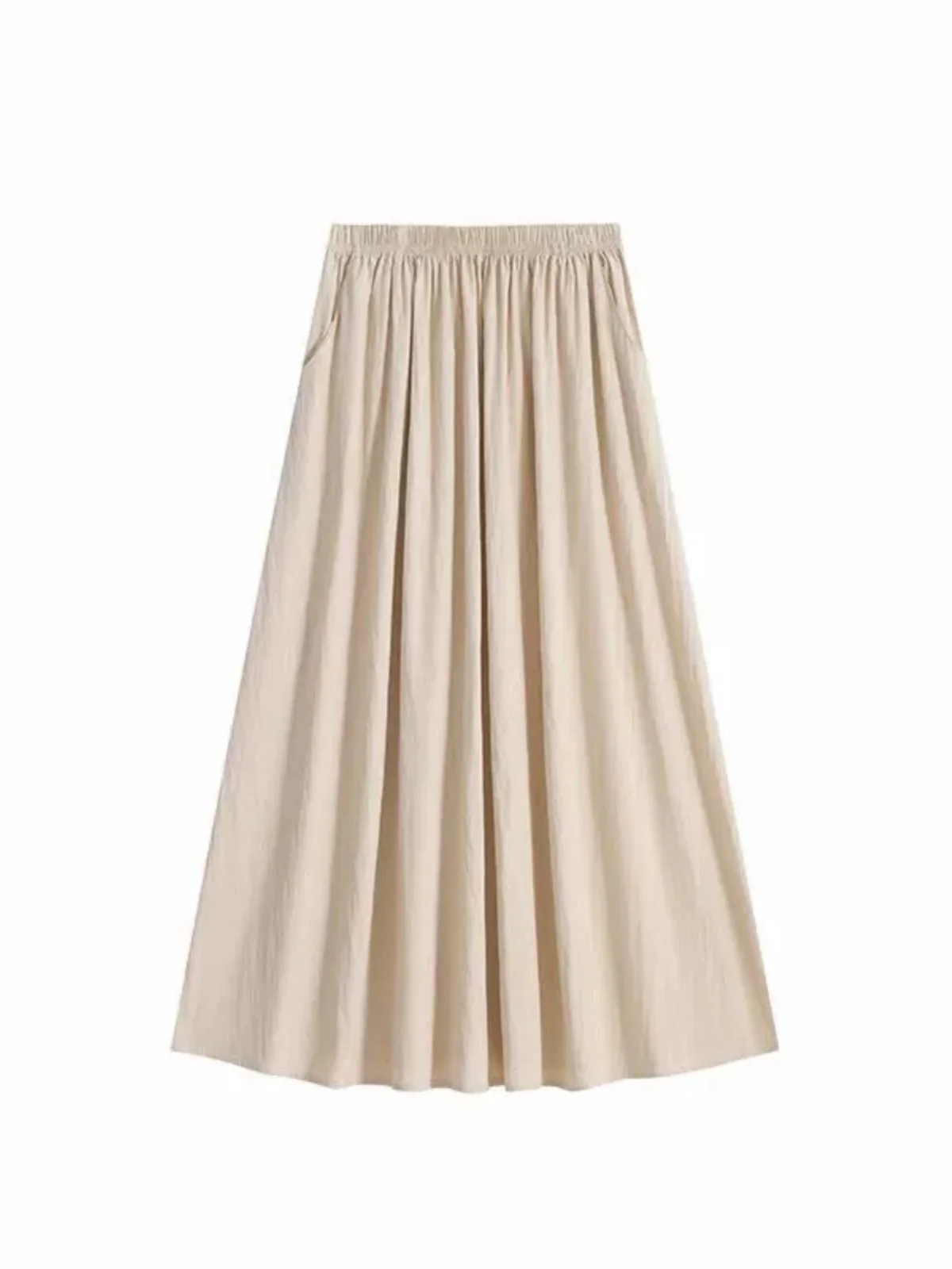 Extra Large Size Ice Silk High Waist Draped Pleated Midi Skirt Summer Hip Conceal Slim A-Line Long Skirt for plus Size Women view 5